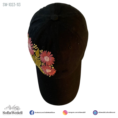 Gorra negra con bordado artesanal (SW-1023-113)
