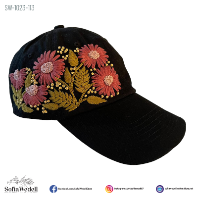 Gorra negra con bordado artesanal (SW-1023-113)