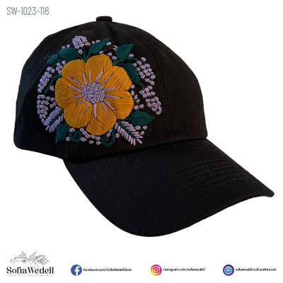 Gorra negra con bordado artesanal (SW-1023-116)