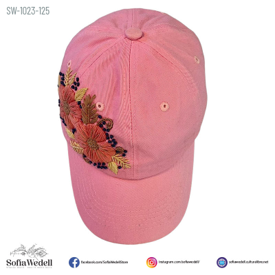 Gorra rosa con bordado artesanal (SW-1023-125)
