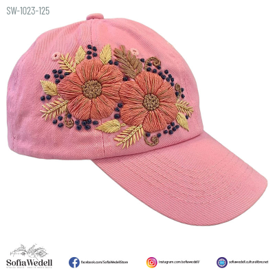 Gorra rosa con bordado artesanal (SW-1023-125)