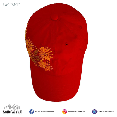 Gorra roja con bordado artesanal (SW-1023-131)