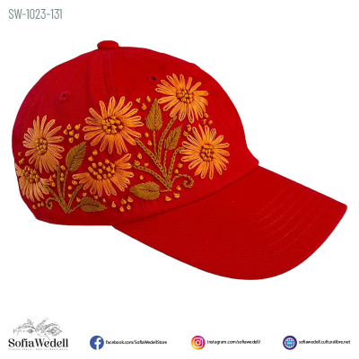 Gorra roja con bordado artesanal (SW-1023-131)