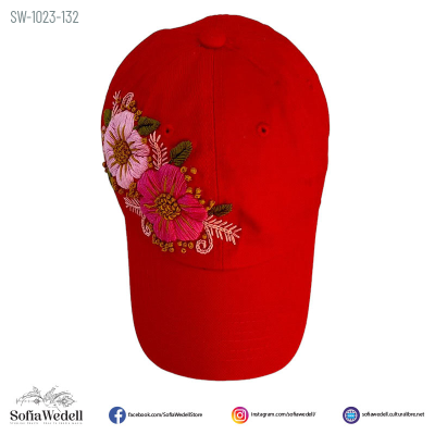 Gorra roja con bordado artesanal (SW-1023-132)