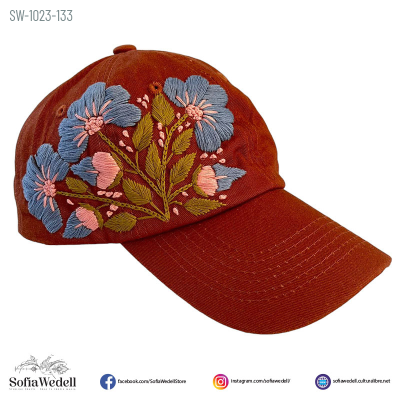 Gorra vino con bordado artesanal (SW-1023-133)