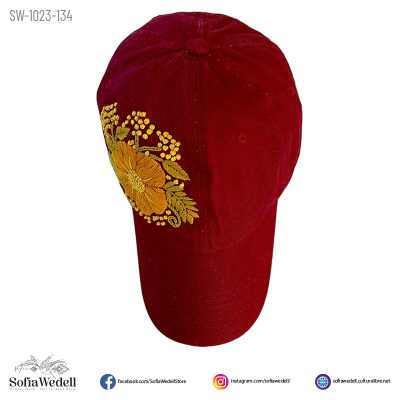 Gorra vino con bordado artesanal (SW-1023-134)