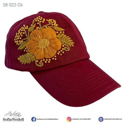 Gorra vino con bordado artesanal (SW-1023-134)