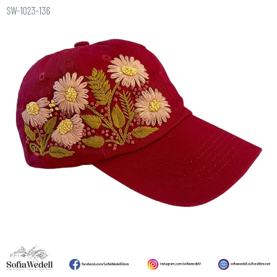 Gorra vino con bordado artesanal (SW-1023-136)