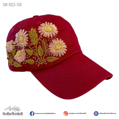 Gorra vino con bordado artesanal (SW-1023-136)