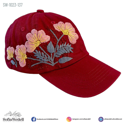 Gorra vino con bordado artesanal (SW-1023-137)