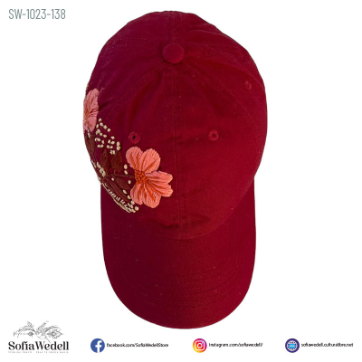 Gorra vino con bordado artesanal (SW-1023-138)