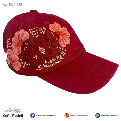 Gorra vino con bordado artesanal (SW-1023-138)