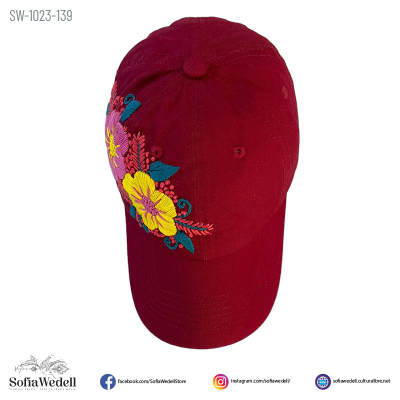Gorra vino con bordado artesanal (SW-1023-139)
