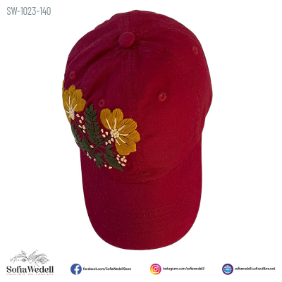 Gorra vino con bordado artesanal (SW-1023-140)