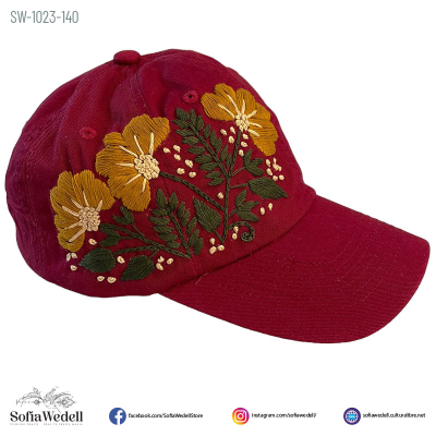 Gorra vino con bordado artesanal (SW-1023-140)
