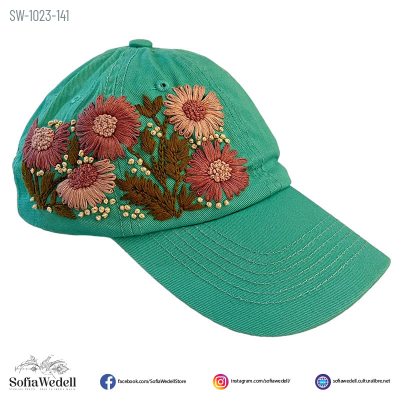 Gorra verde con bordado artesanal (SW-1023-141)