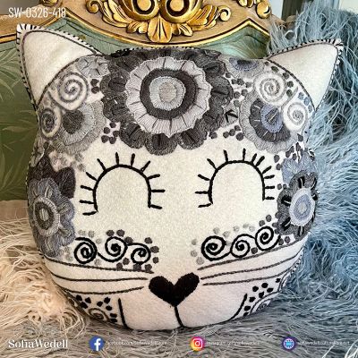 Gato con bordado artesanal SW-0326-418
