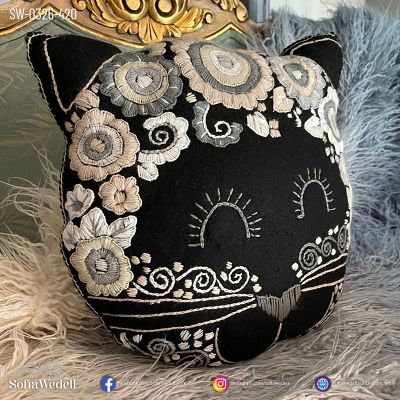 Gato con bordado artesanal SW-0326-420