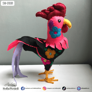 Gallo rosa con Bordado Artesanal (SW-01081)